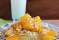 Coconut Bread Pudding Recipe with Mango Sauce