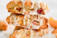 Flaky Peach Scones Recipe with Vanilla Glaze