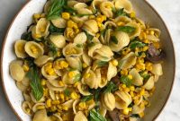 Orecchiette Pasta with Corn and Spinach Recipe