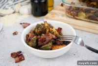 Smoked Brussels Sprouts with Bacon and Balsamic Glaze