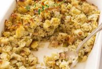 Herbed Sourdough Stuffing Recipe with Garlic and Sage