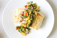 Pan-Seared Halibut with Mango Salsa and Coconut Rice