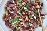 Roasted Red Cabbage and Chickpea Salad with Tahini Dressing
