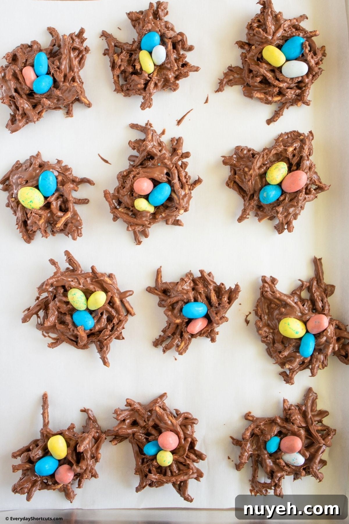 Homemade Birds Nest Cookies with Chocolate Eggs 7 haystack cookies with malted milk eggs on top