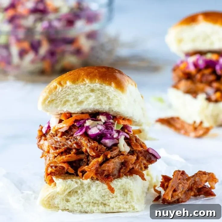 Easy pulled pork on a bun with coleslaw
