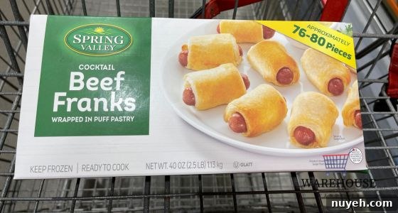 Spring Valley Cocktail Beef Franks from Costco baked and served with dipping sauces — easy Costco Thanksgiving food
