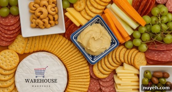 Assorted cheese and cracker platter from Costco — easy no-cook Costco Thanksgiving food idea.