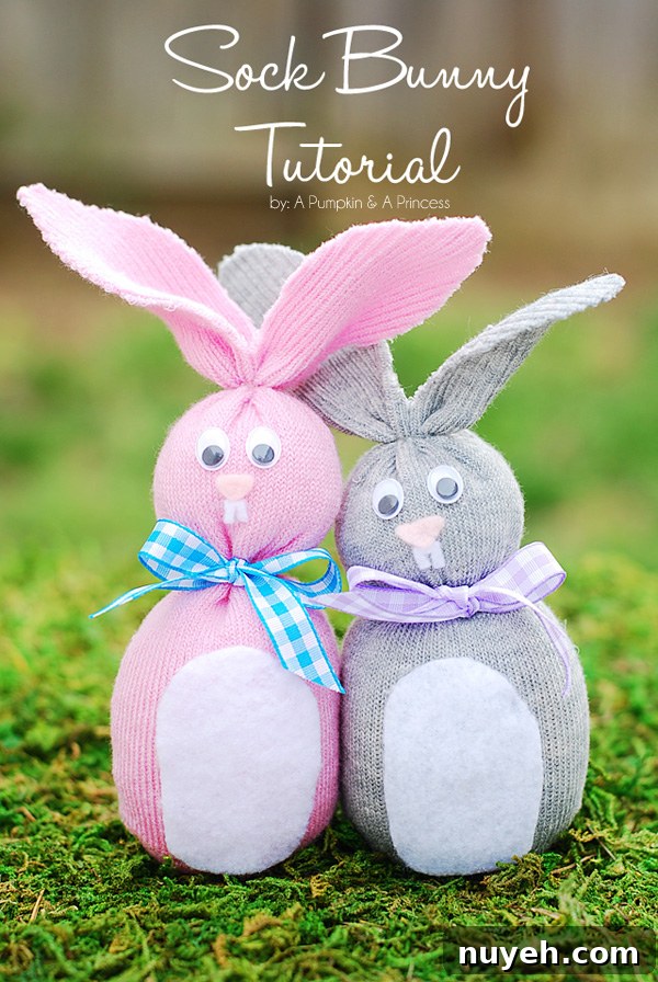 DIY Easter Bunny Treat Bags for Kids 6 Easy sock bunny tutorial