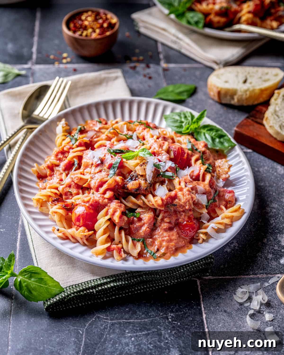 Delicious Italian Pink Sauce Fusilli Pasta with Chicken