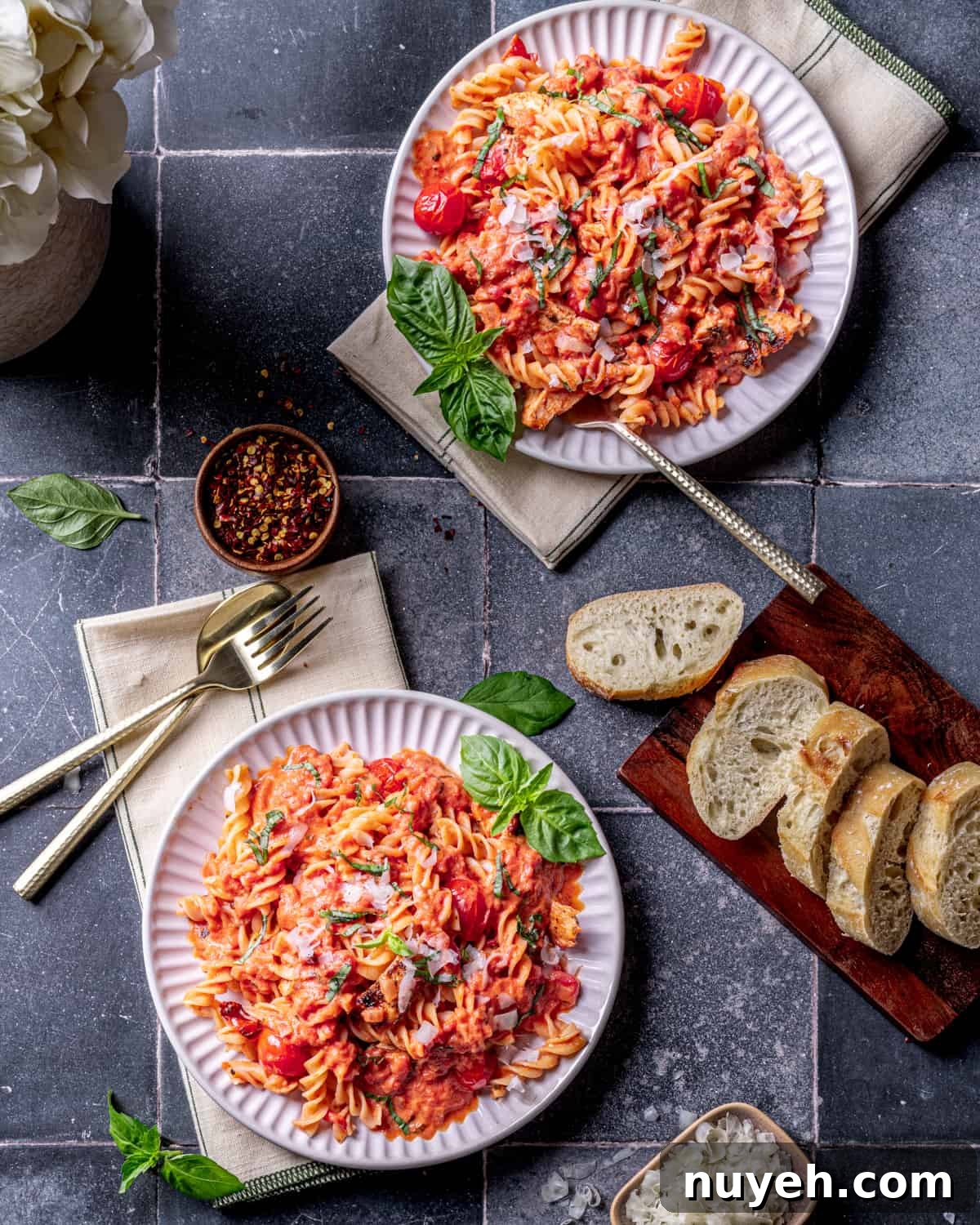 Delicious Italian Pink Sauce Fusilli Pasta with Chicken