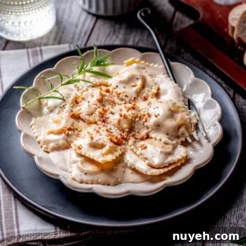 Butternut Squash Ravioli with Rosemary Cream Sauce