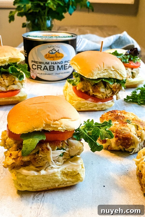 mini crab cake sandwiches and can of super lump crab cake.