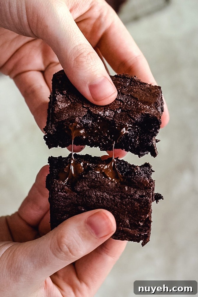 Brownies close-up showing glossy crust