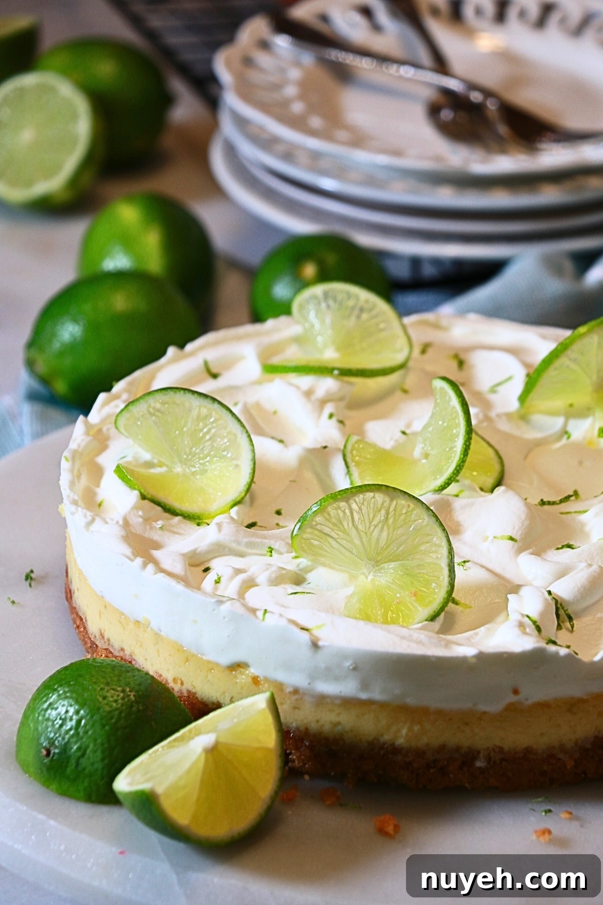 Classic Key Lime Pie Recipe with Creamy Graham Cracker Crust 3 Slice of key lime pie with whipped cream
