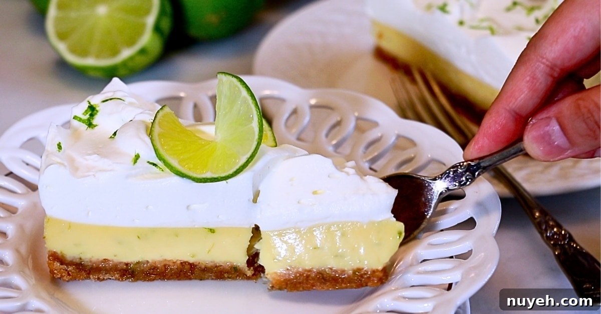 Classic Key Lime Pie Recipe with Creamy Graham Cracker Crust 10 Key lime pie slice close-up