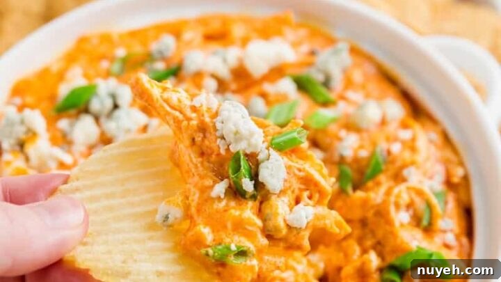 Dipping a chip into buffalo chicken dip. Yum! Photos and recipes by Gluten-Free Palate.