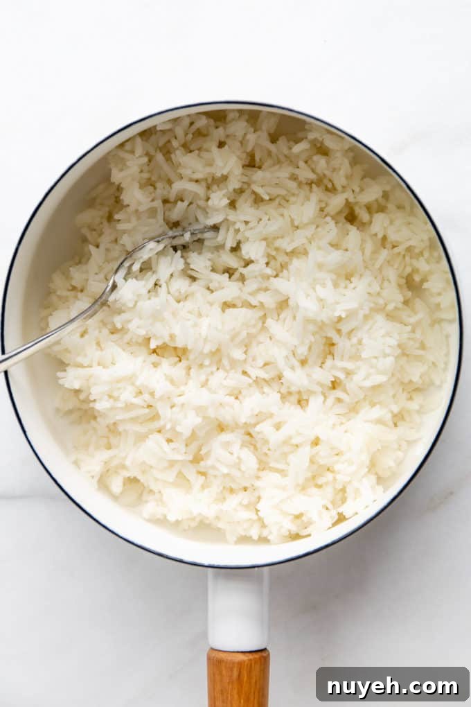 rice in a white pot