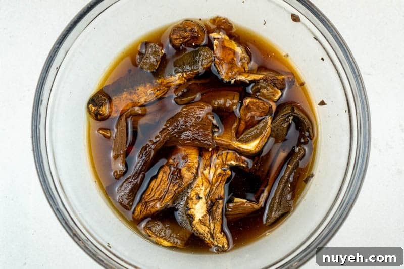 Authentic Polish Sauerkraut and Mushroom Pierogi Recipe 4 Rehydrating the porcinis
