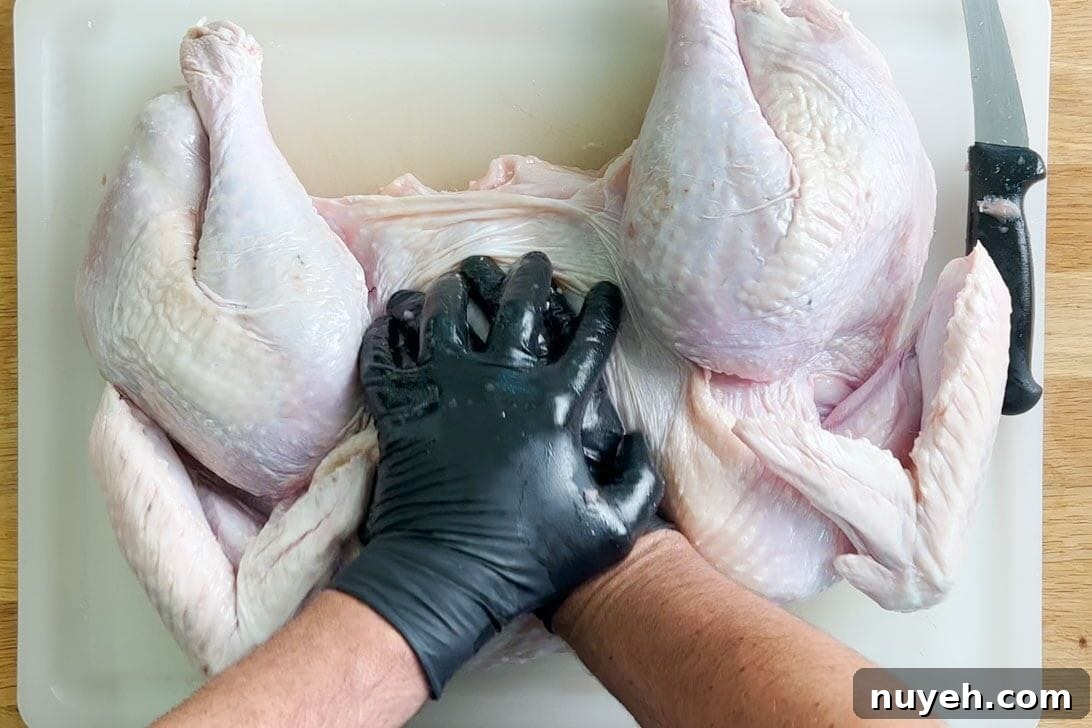 spatchcock turkey chest compression
