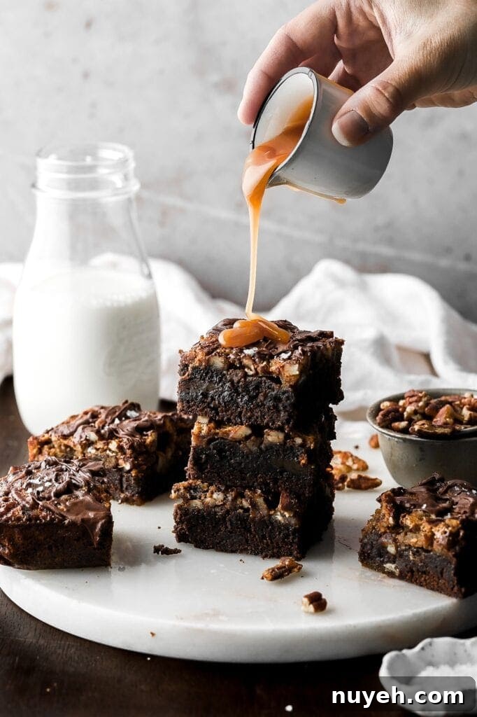pouring caramel sauce