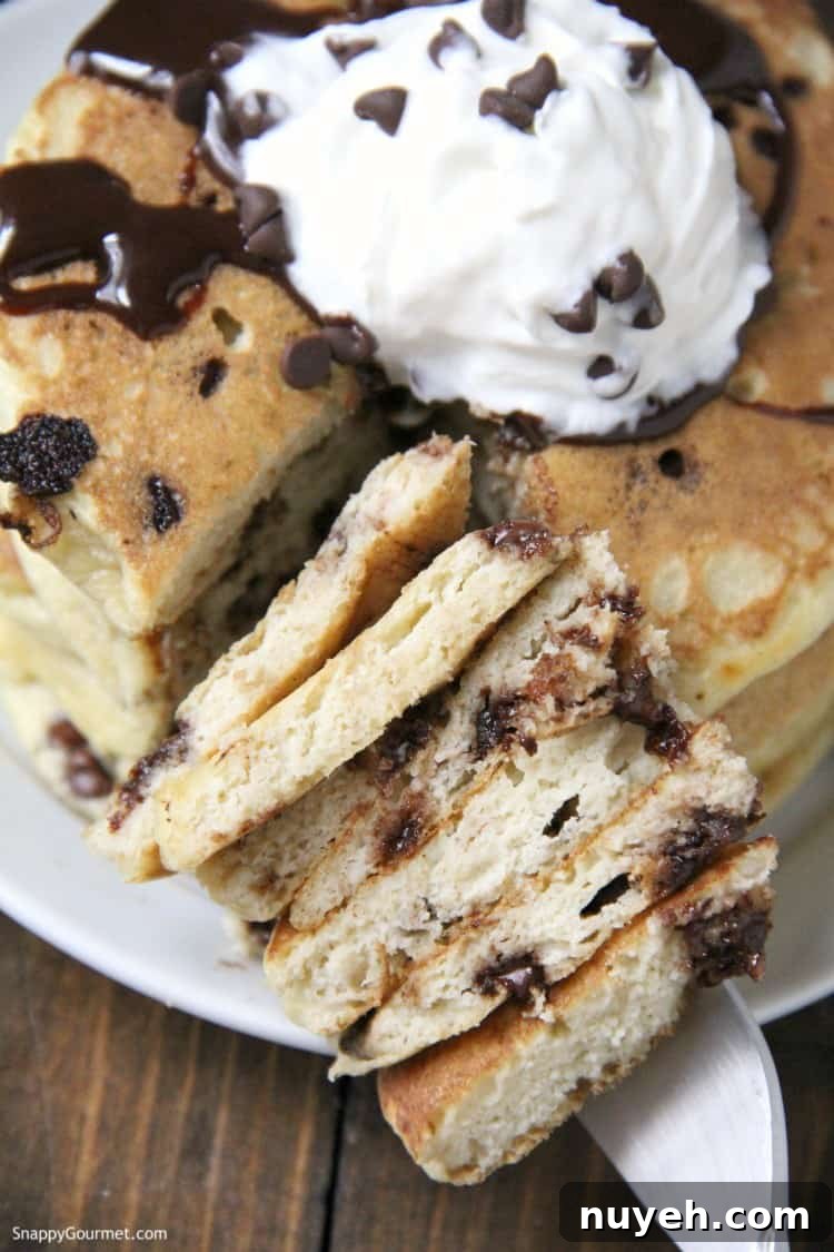 Almond Flour Chocolate Chip Pancakes - simple gluten free pancakes pancake on fork