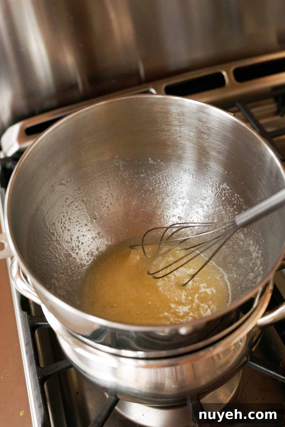 heating swiss meringue on stovetop