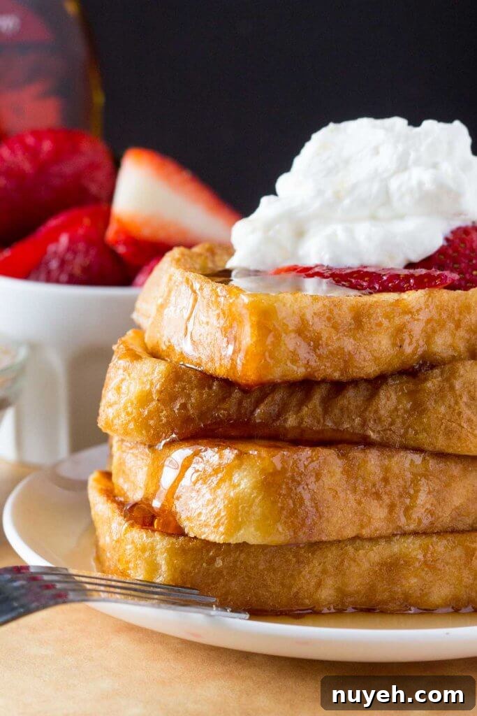 The best french toast recipe for fluffy, buttery french toast with golden edges.