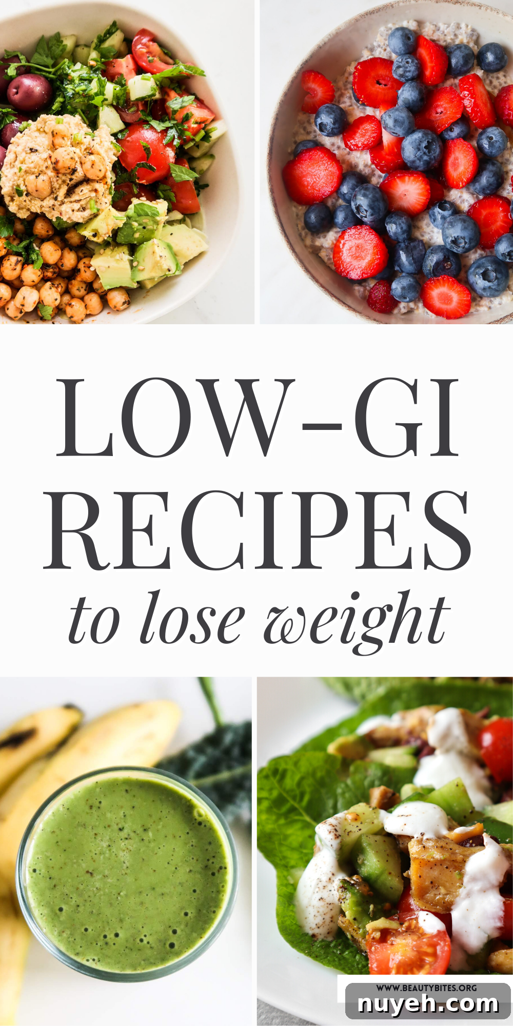 Healthy low GI recipes to lose weight and reduce inflammation! You can make these low glycemic recipes for breakfast, lunch and dinner. Perfect for the low glycemic diet, you'll love these nutritious, tasty and satisfying low glycemic meals!
