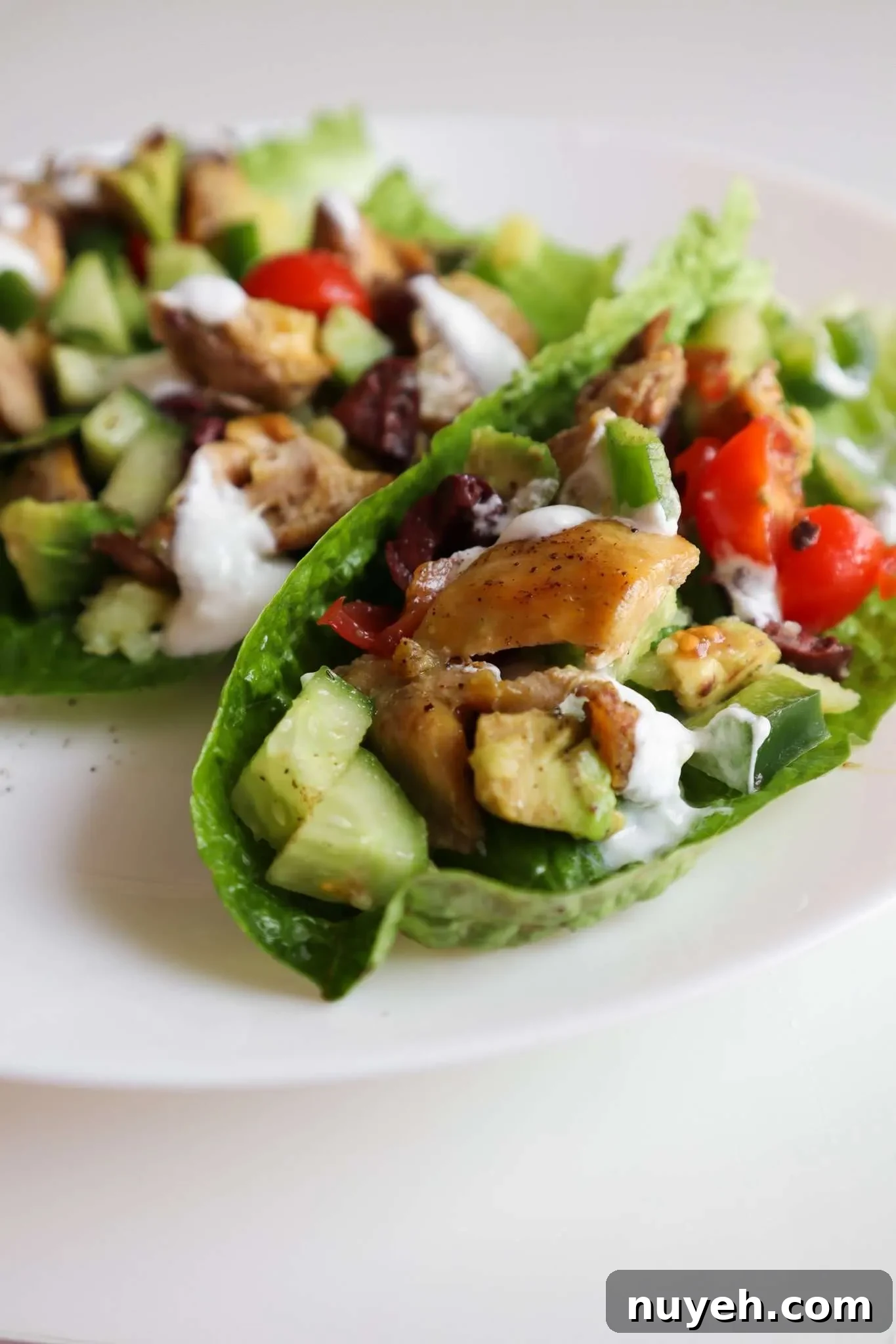Mediterranean Chicken lettuce wraps - clean eating recipe