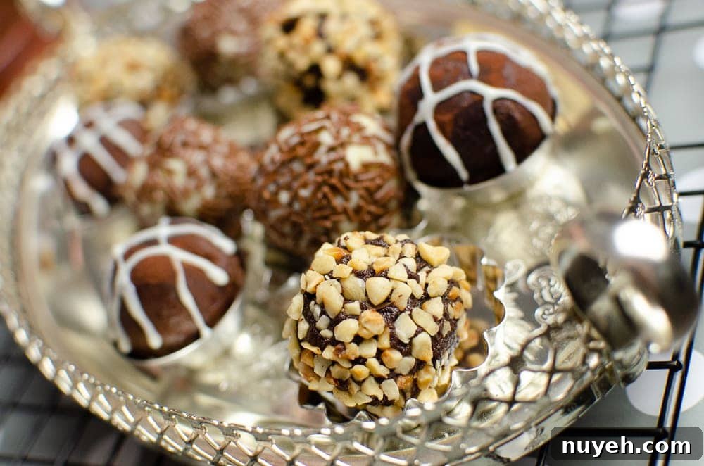 milk chocolate truffle served on silver platter