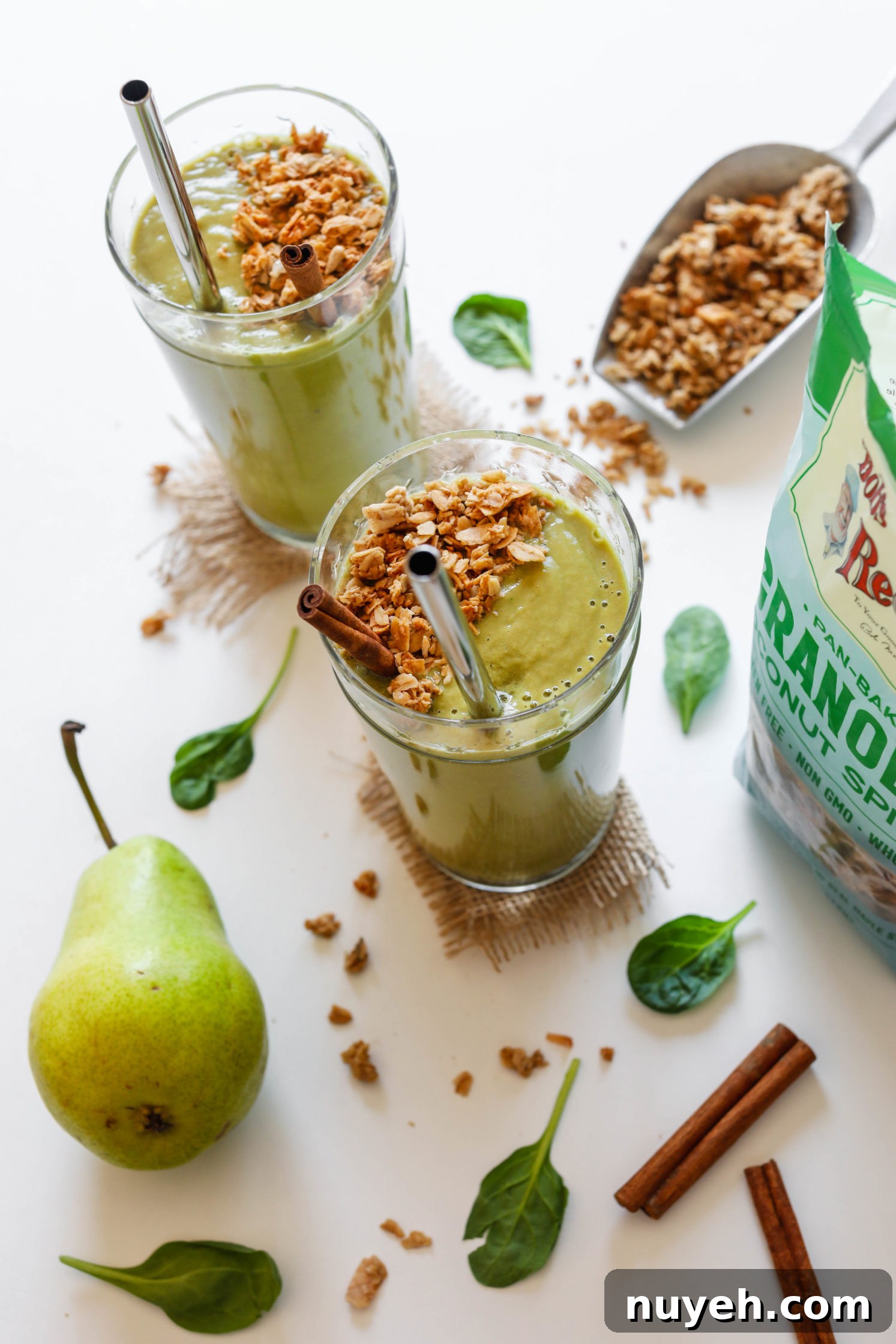 Spiced Green Pear Protein Shake by Flora & Vino 