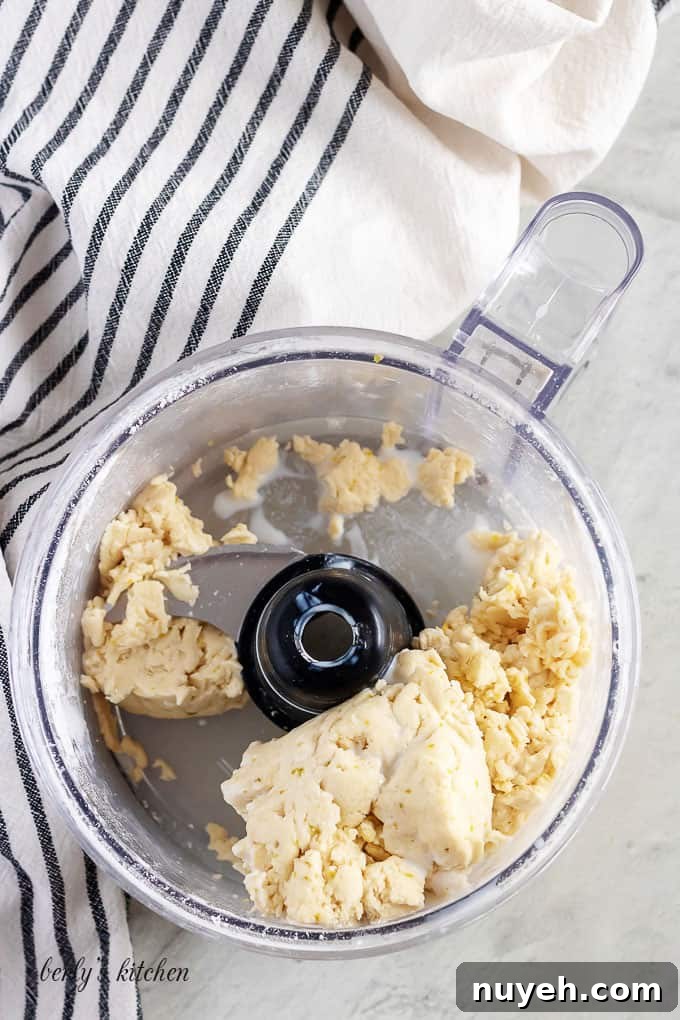 Biscuit dough in a food processor.