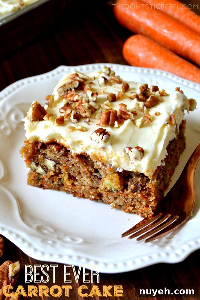Carrot Cake Cheesecake Bars with Cream Cheese Frosting Recipe 5 carrot cake slice on a white plate