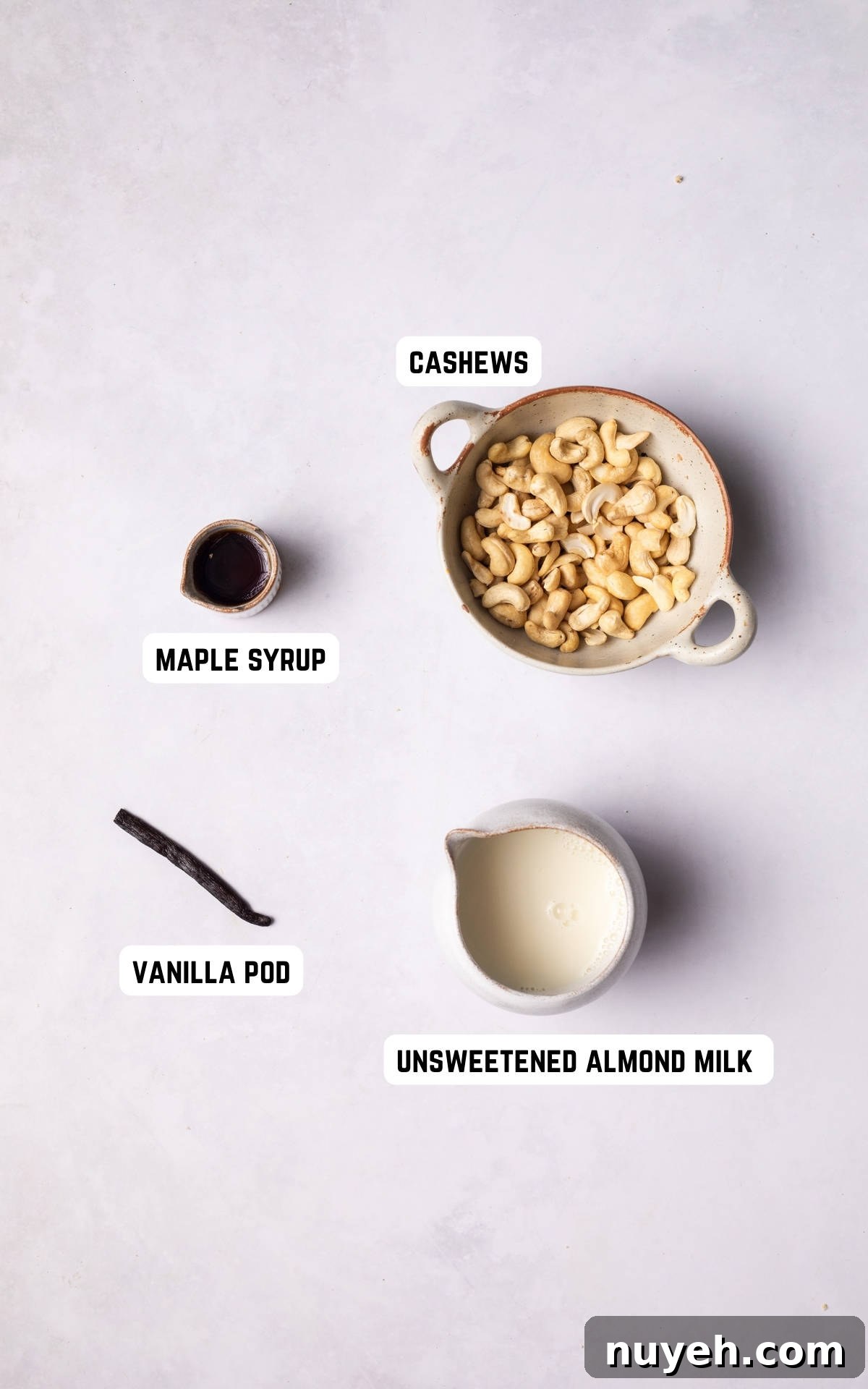 Ingredients to make Cashew Cream.