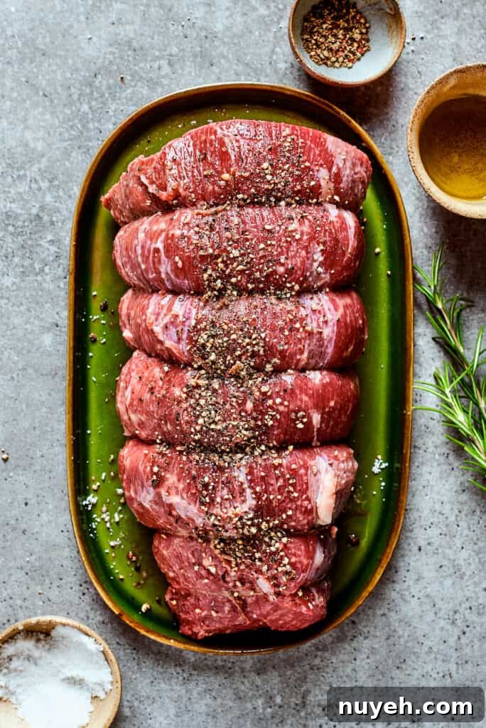 Raw beef ready to be tied and cooked.