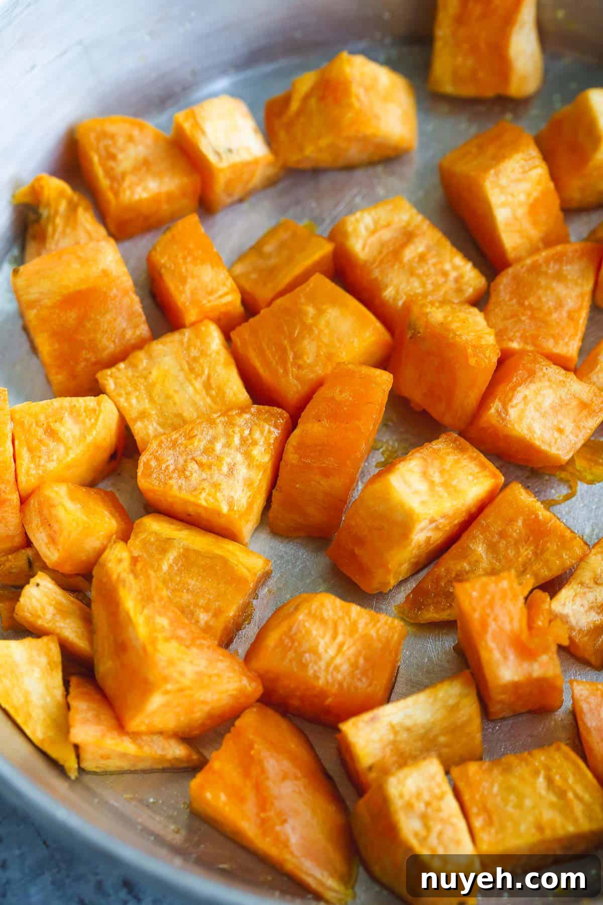 Cubed roasted sweet potato
