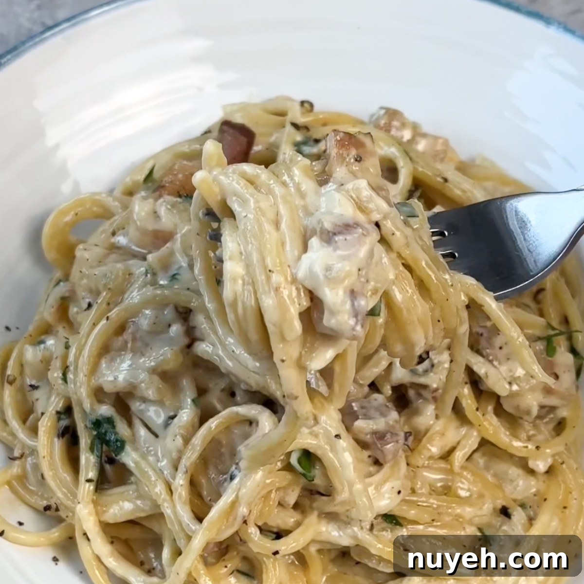 Classic Creamy Carbonara Recipe with Pancetta 7 Serve & enjoy