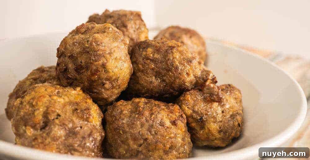 meatballs air fried and ready in a bowl.
