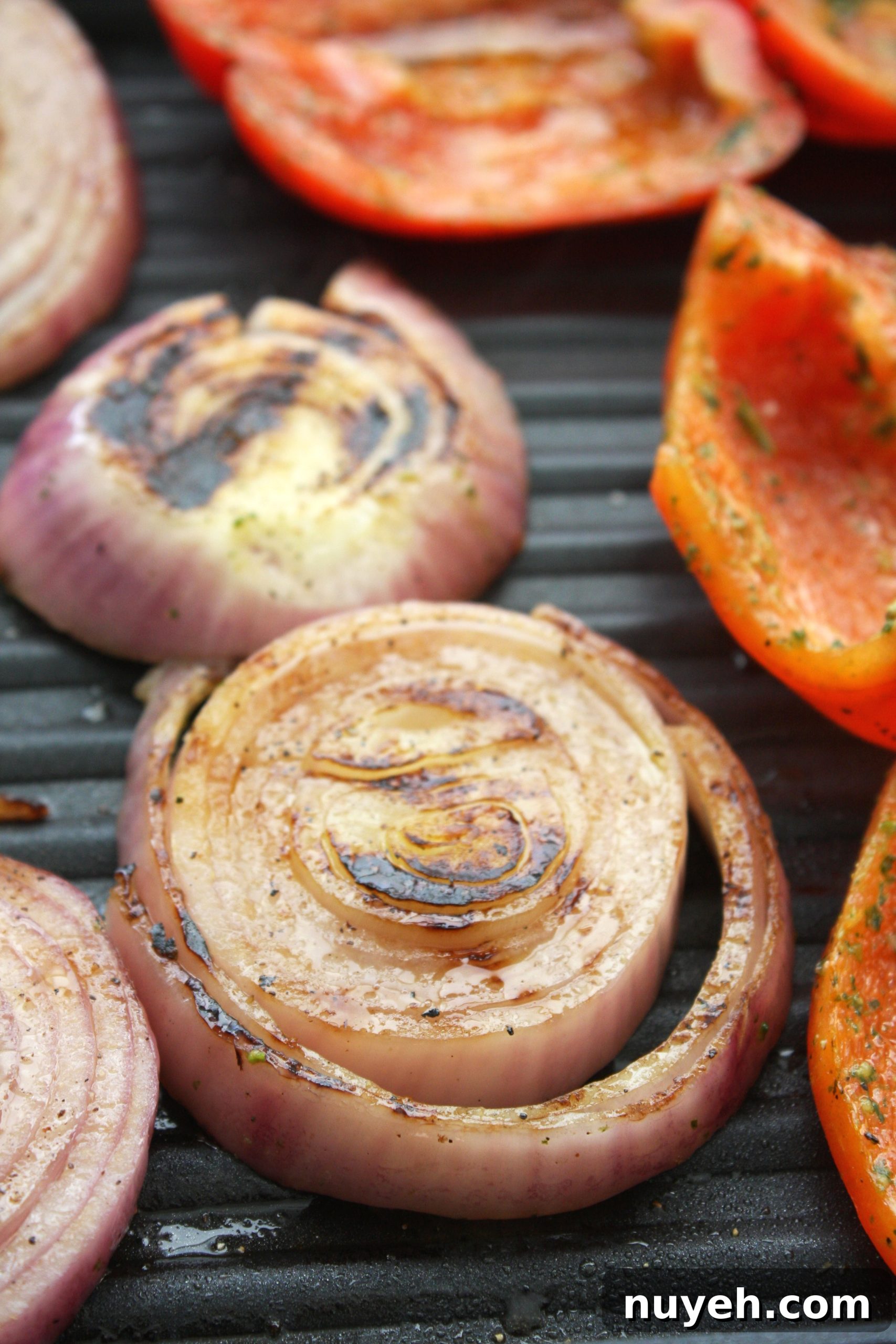 Grill marks on vegetables