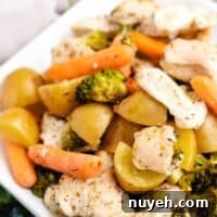 An up-close view of meat and veggies on a plate.
