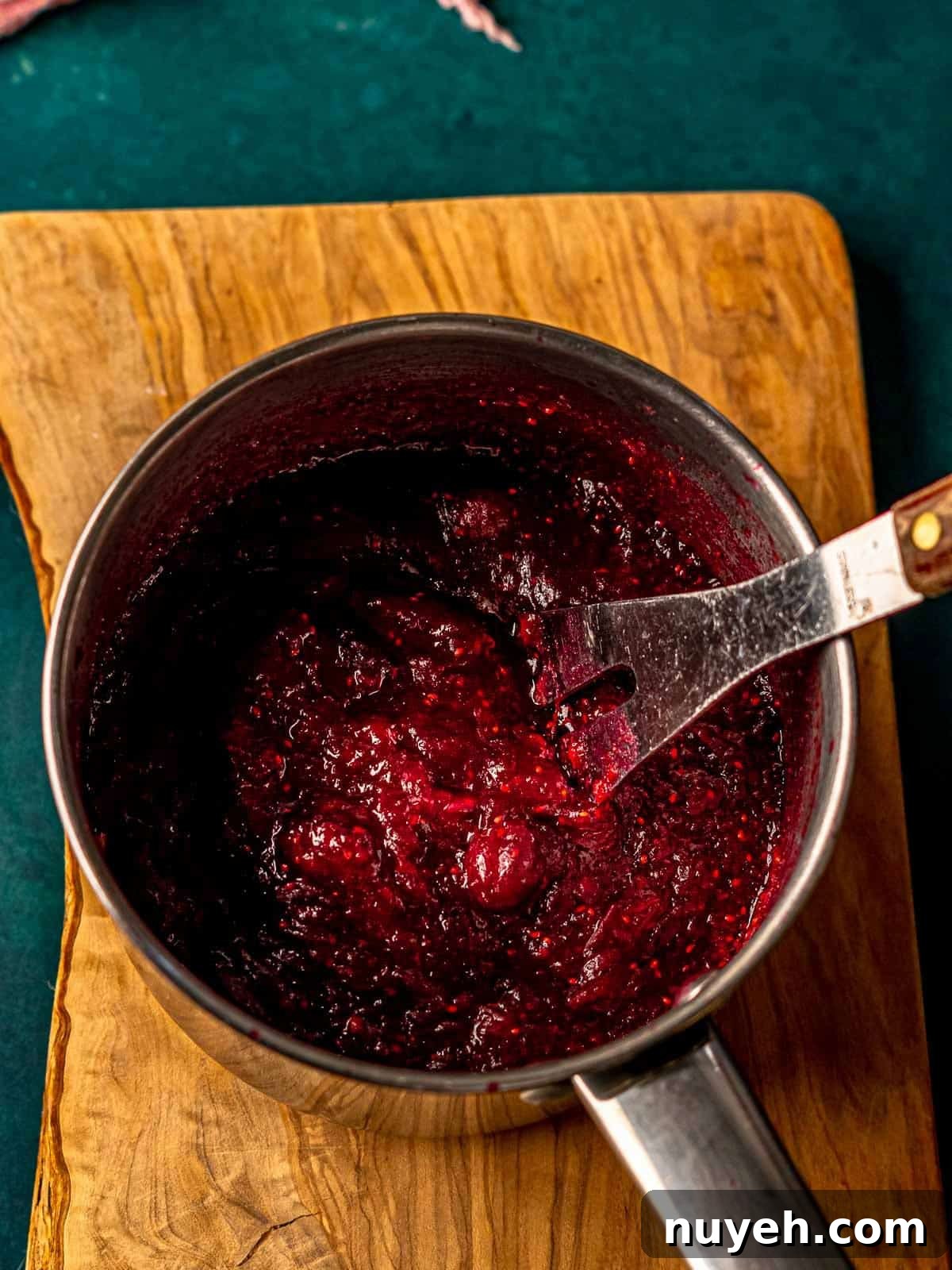 Cranberry sauce in a pan.