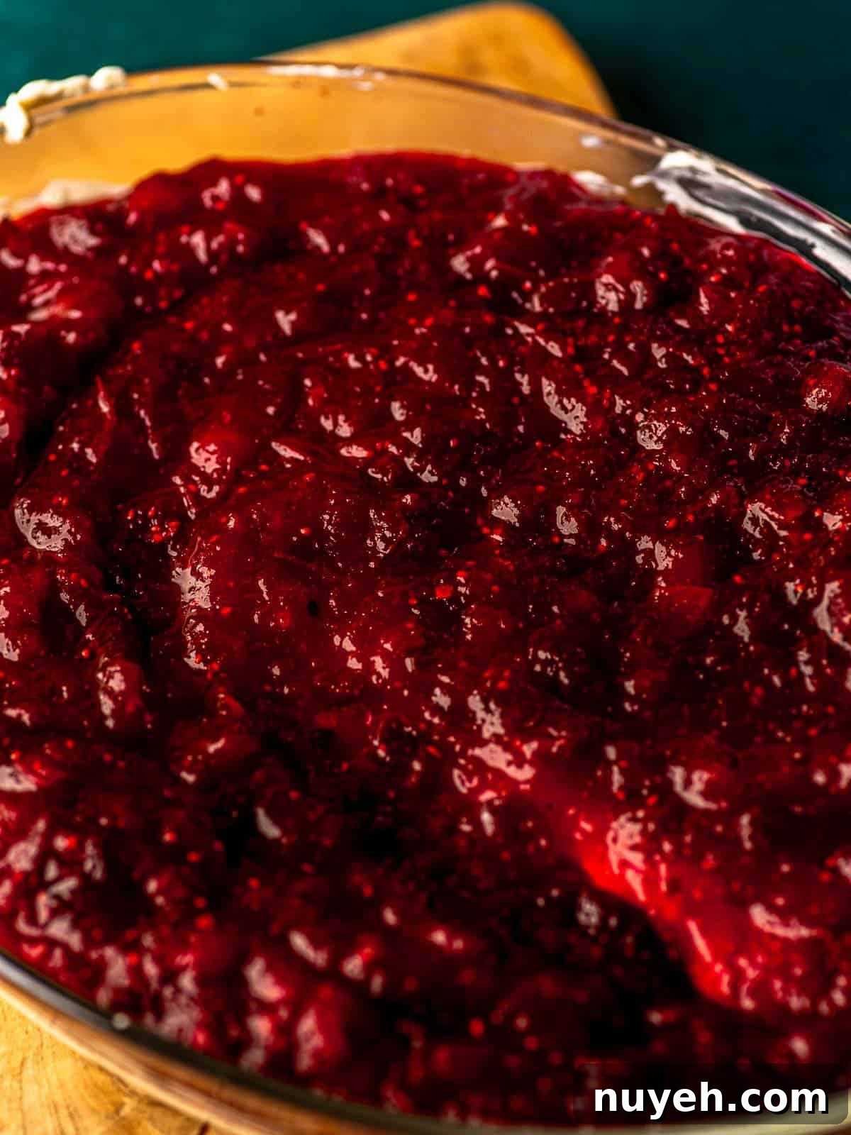Cranberry sauce in a baking pan.