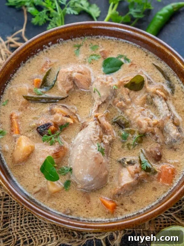 Kerala Chicken Stew served in a bowl.
