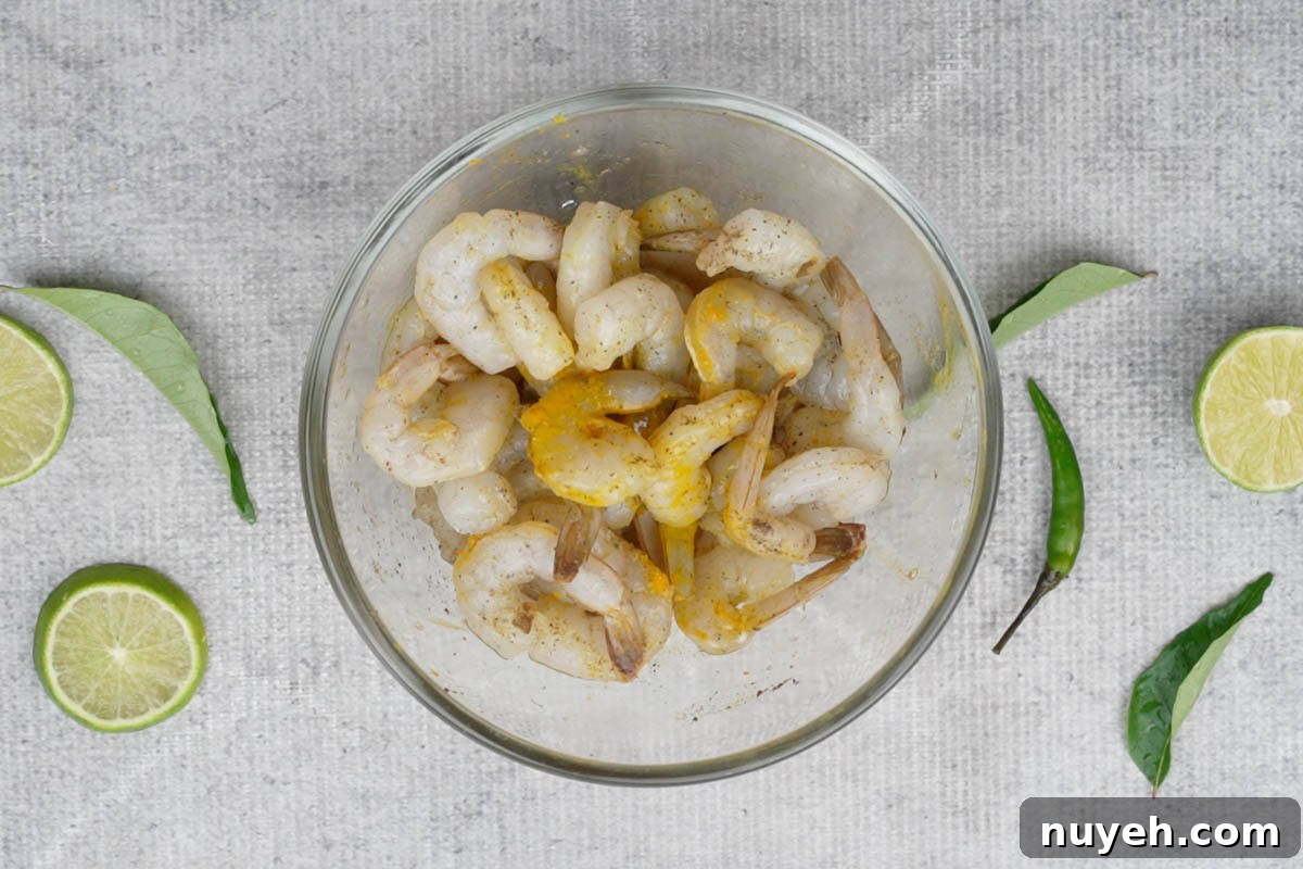 marinated shrimp in a bowl.