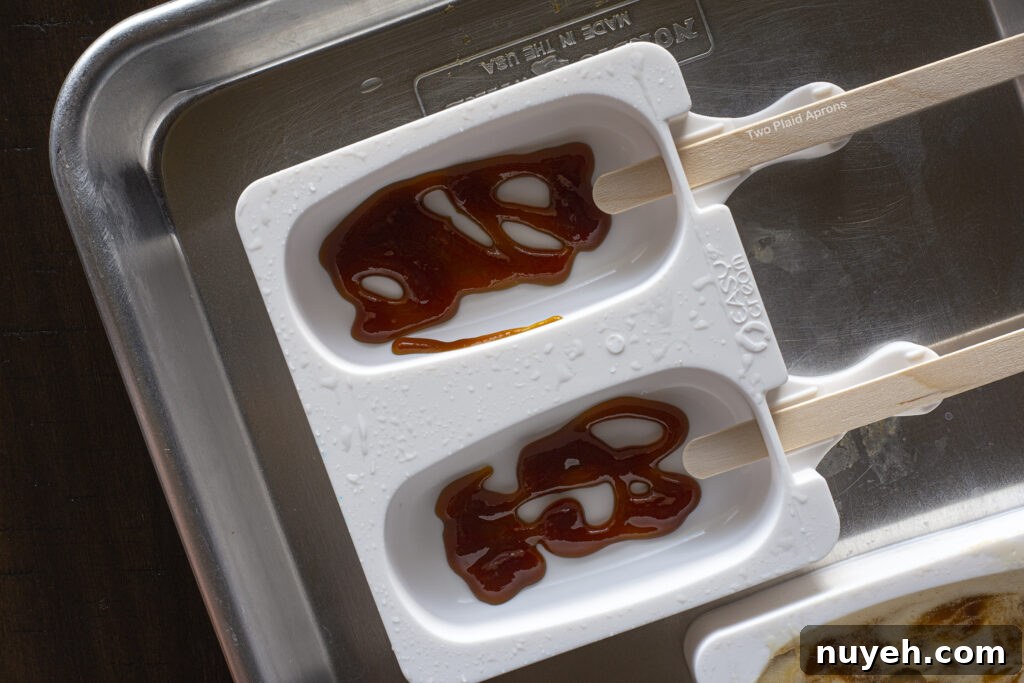 Brown sugar syrup in the mold.