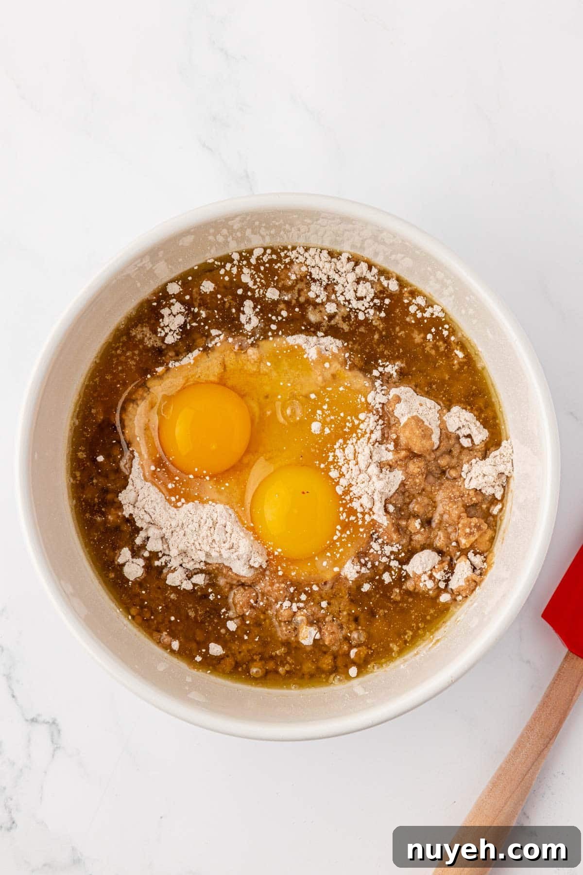Spiced Cake Mix Cookies Recipe 5 cake mix spice cookie ingredients in a mixing bowl