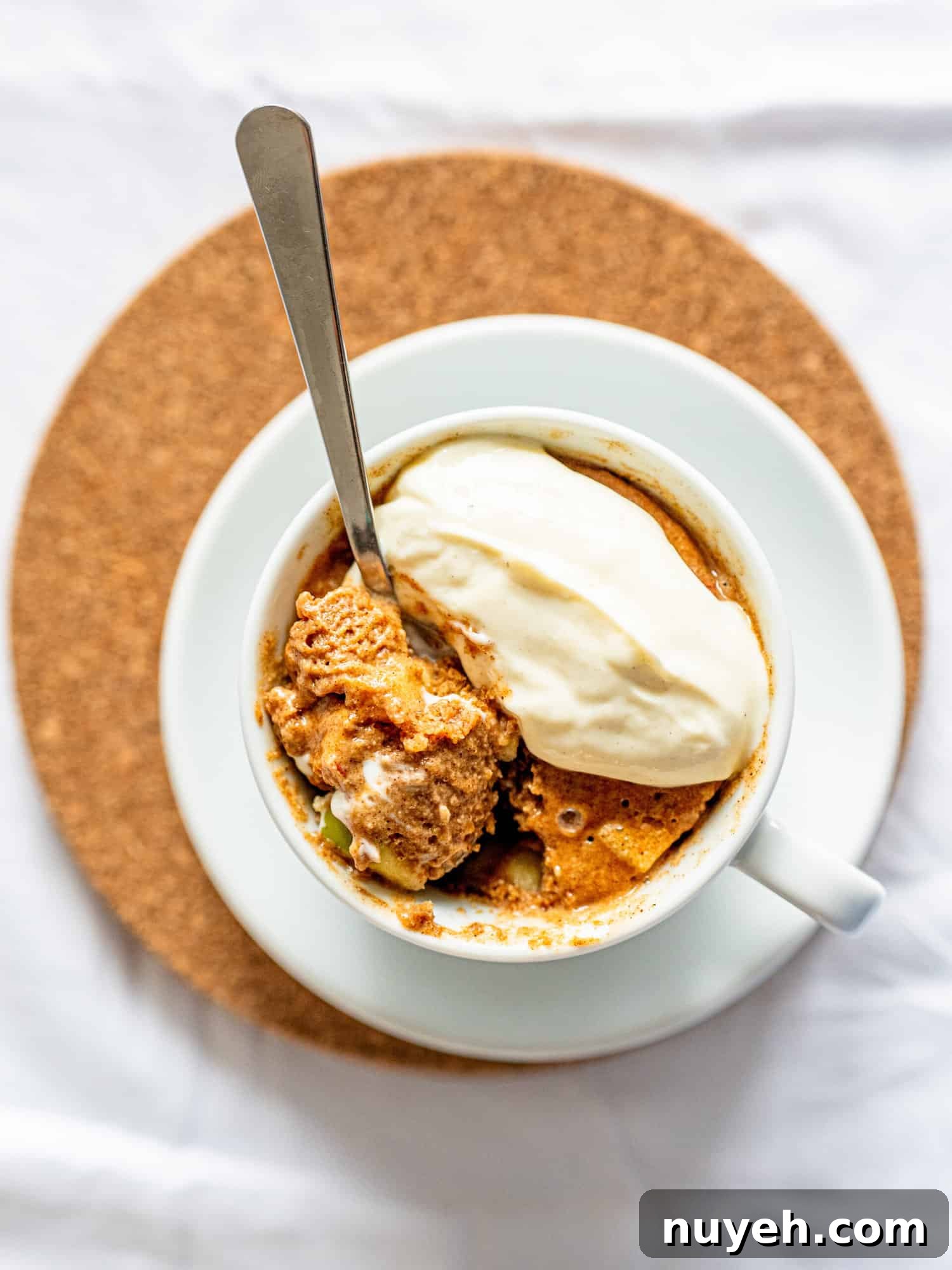 Apple mug cake in a mug