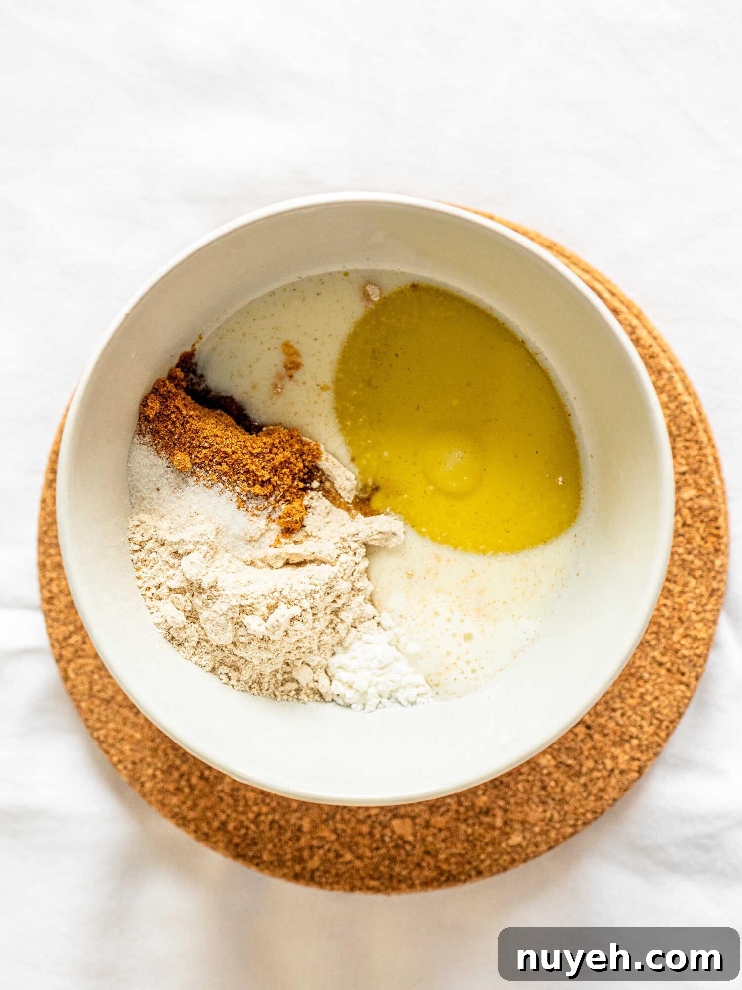 Ingredients for a healthy mug cake.