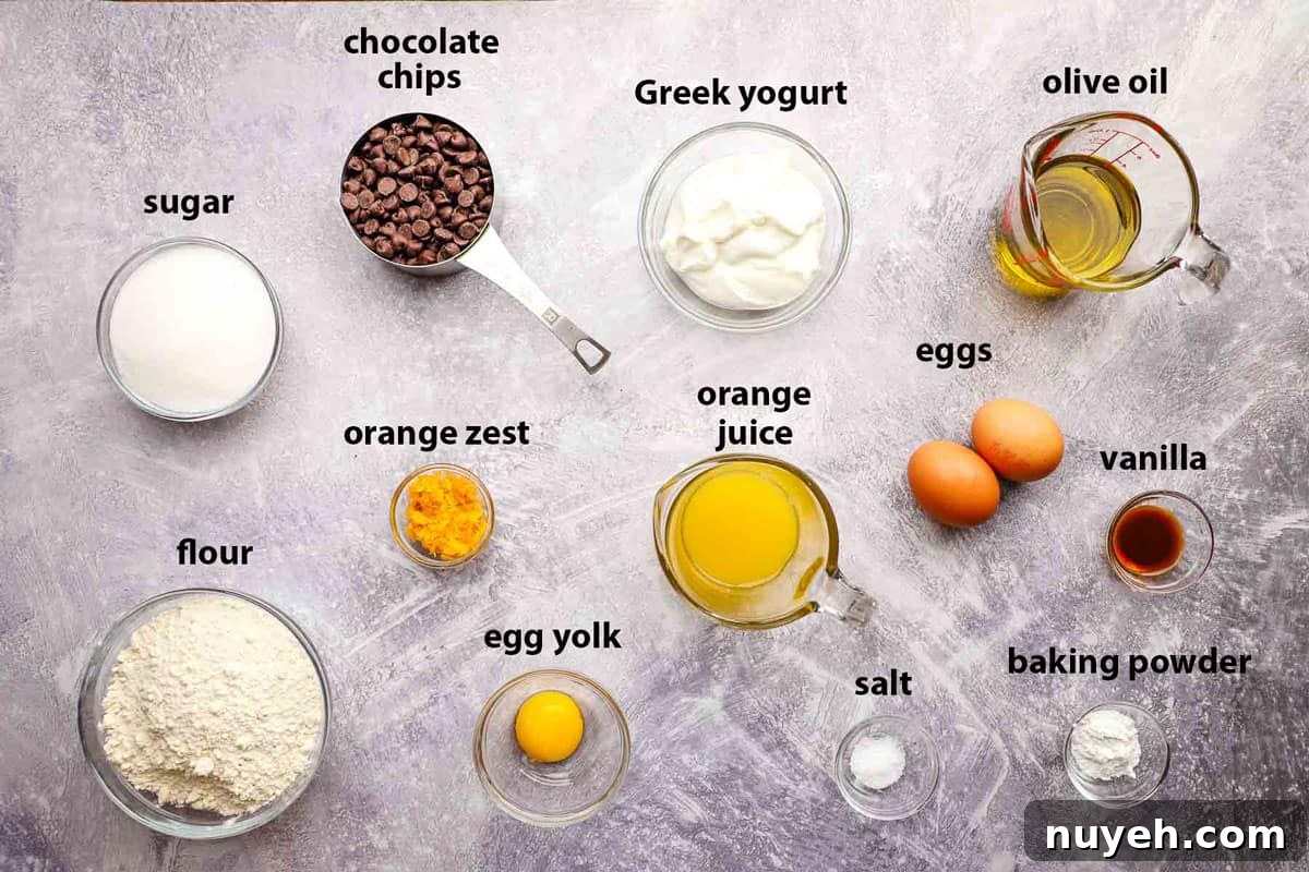 ingredients used to make orange chocolate chip muffins