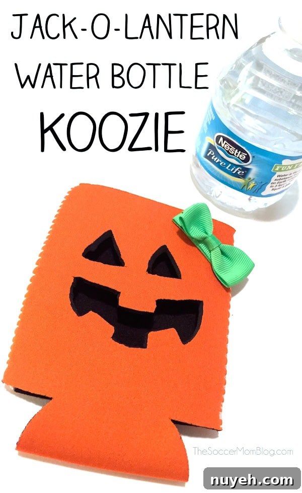How to Make a Halloween Water Bottle Koozie 2 An easy and frugal craft that will make drinking water fun for kids! #PureLifeRippleEffect ad
